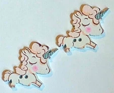 2 Unicorn Sewing Buttons Crafting Wood 2 Hole 1 1/8" 