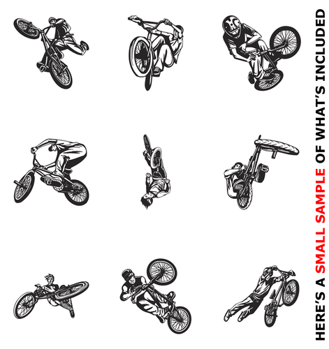 BMX BIKE RIDER TRICKS CLIPART IMAGES-EPS VECTOR CLIP ART-VINYL CUTTER PLOTTER CD - Picture 2 of 5