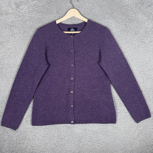 Lands End Cashmere Sweater Button Up Cardigan Women's Size Small Purple