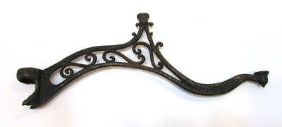 Primitive Old 1870s Ornate Cast Iron Unknown Lamp Light Fixture Bracket 13'' Part