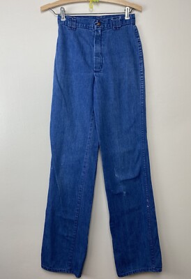 Vintage 1970s/80s Stuffed Jeans Embroidered Pockets 23.5x33 Blue