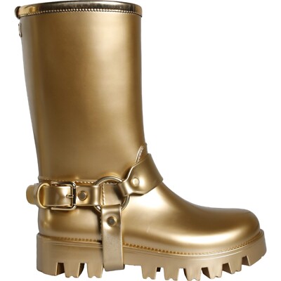 DOLCE GABBANA Shoes Metallic Gold Rubber PVC Rain Boots EU37  1170usd