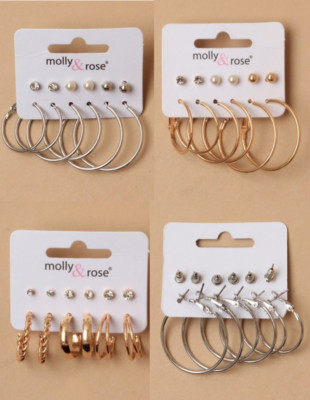 Auflösung 50 Packungen verschiedene Ohrstecker und Creolen Ohrringe in vergoldet/versilbert Geschenk