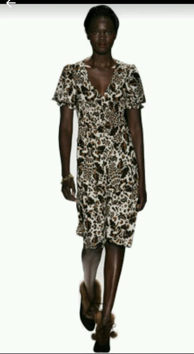 375 Diane Von Furstenberg MARTINA Shirred Waist Animal Arabesque Silk Dress 2