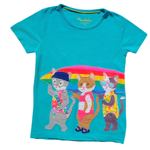 Mini Boden 7-8y SURFING CATS Shirt Top Surfboard Surf Blue T Shirt - Picture 7 of 8