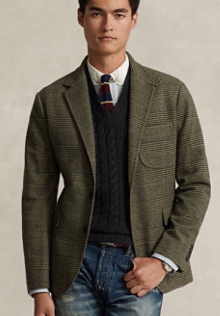 Polo Ralph Lauren 44 RL67 Blazer Jacket Houndstooth Glen Plaid