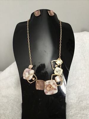 Goldfarbene simulierte Edelsteine/Emailliert 2-teiliges Set Neu Größe 20 /22 