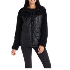 Koolaburra By Ugg Mixed-media Fleece Jacket-black-small-new Without Tags