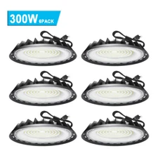 6 Pack 300W UFO LED High Bay Light Commercial Industrial Factory Led Shop Light