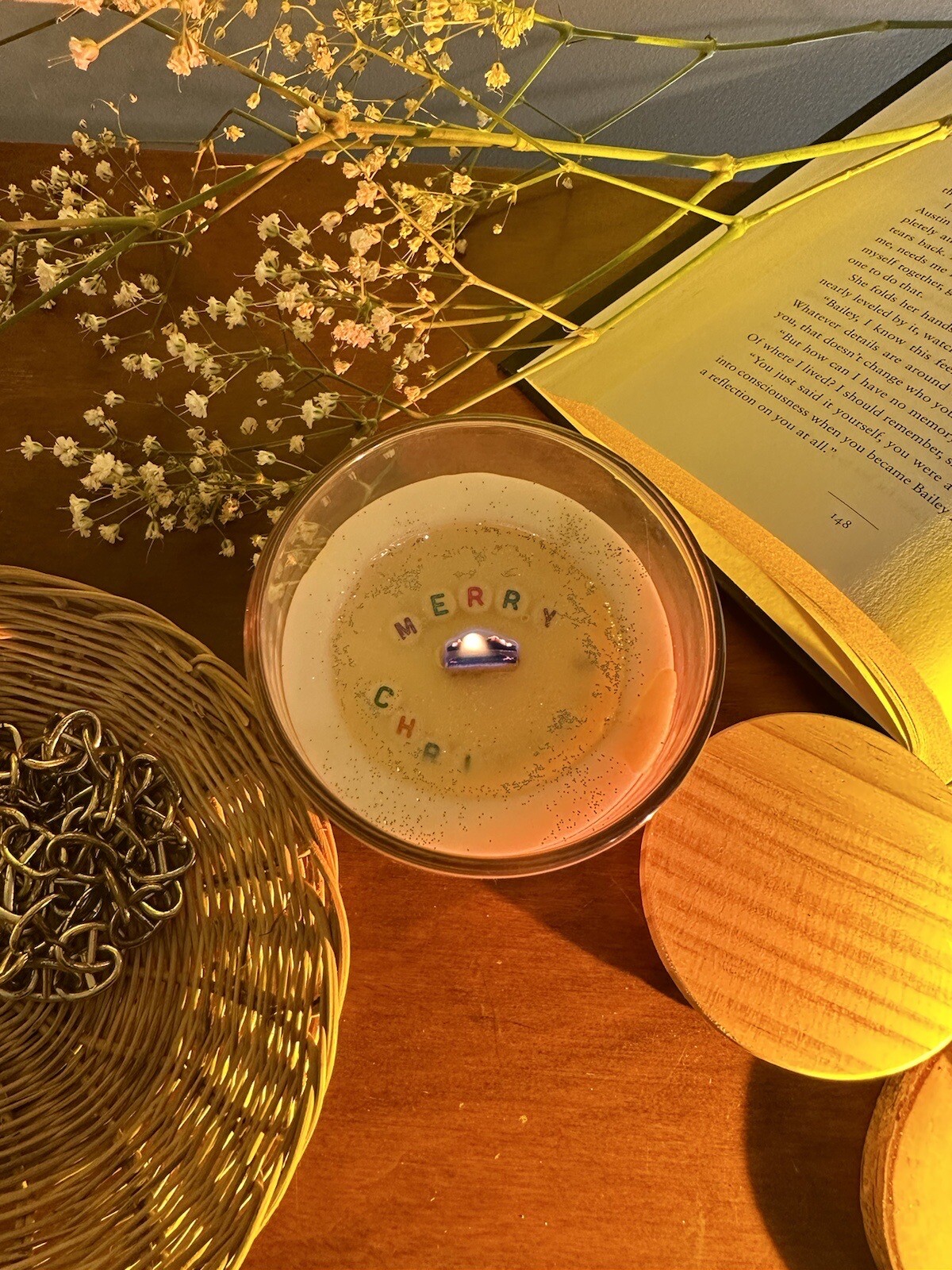 Candles Merry Christmas Gift Secret Messages Wood Wick Soy Wax-image