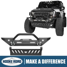 Hooke Road Steel Front Bumper or Skid Plate Guard for 2007-2018 Jeep Wrangler JK