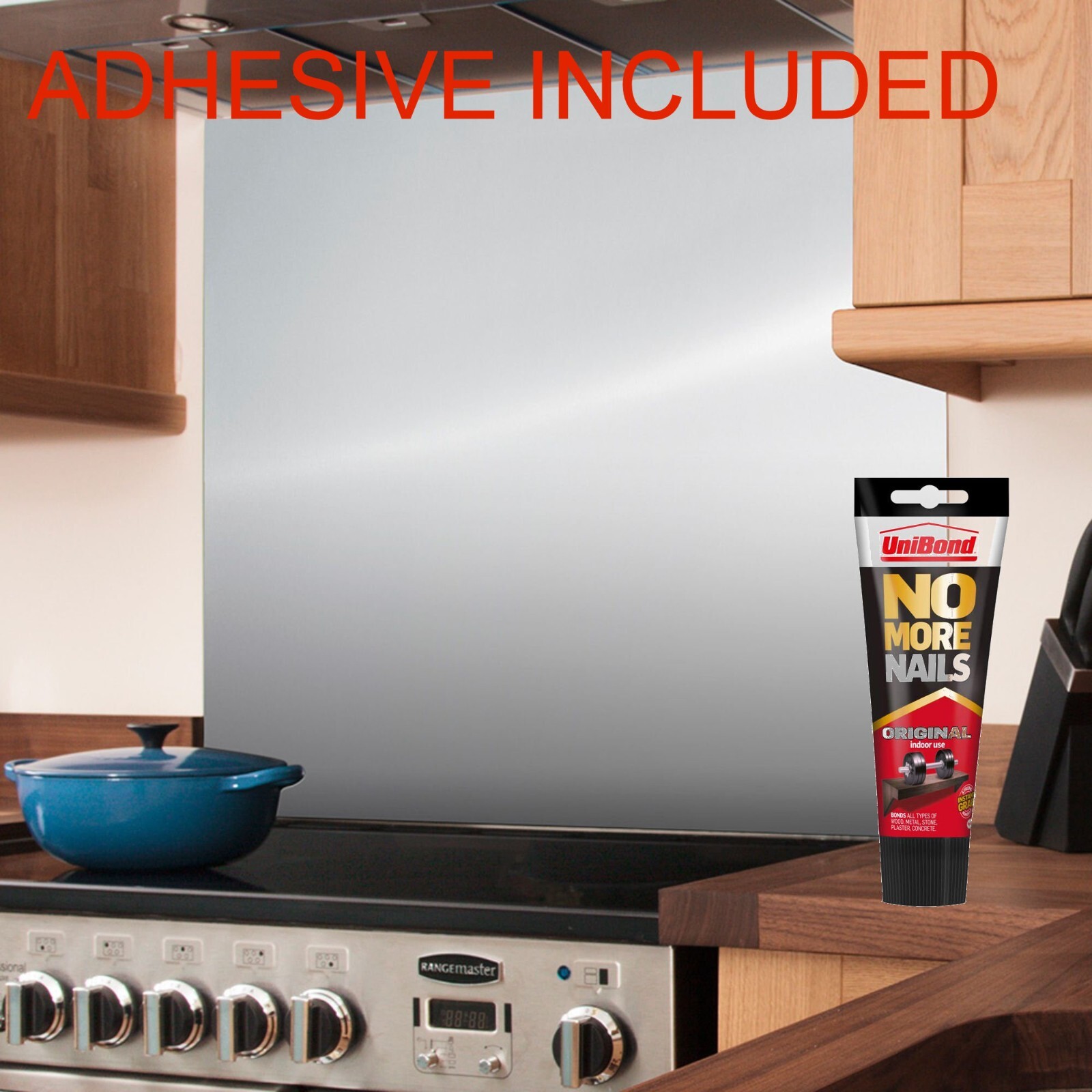 Stainless Steel Kitchen Splashback Adhesive Included 0.9mm 1.2mm Thick
