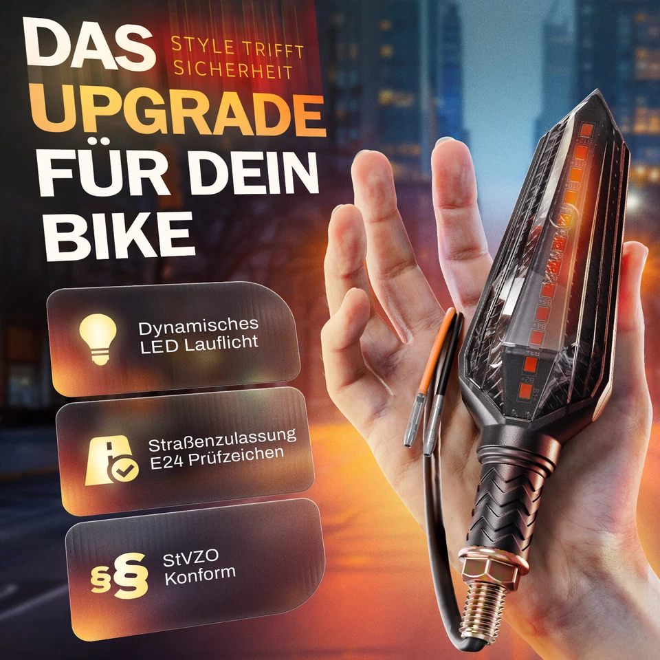 Binego® 4x LED Blinker Motorrad E Geprüft Lauflicht Carbon Getönte Blinkleuchten - Bild 2 von 4