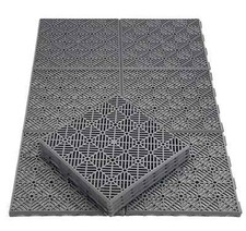 Interlocking Plastic Garden Tiles Path, Walkway & Lawn Paving Flooring - Grey
