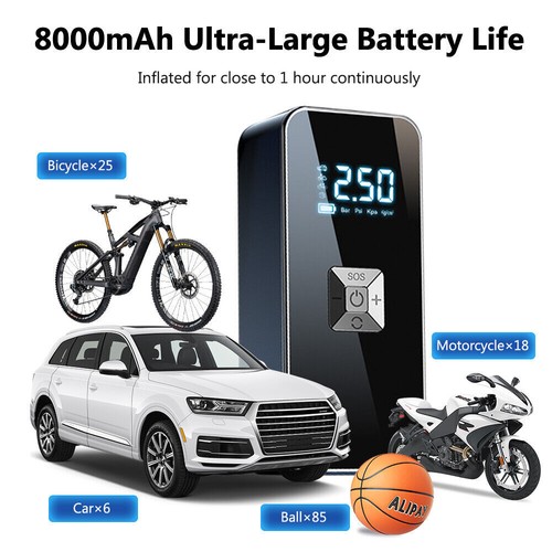 Electric Bike Air Pump Rechageable Car Tyre Inflator Bicycle Tire Air Compressor - Picture 6 of 8