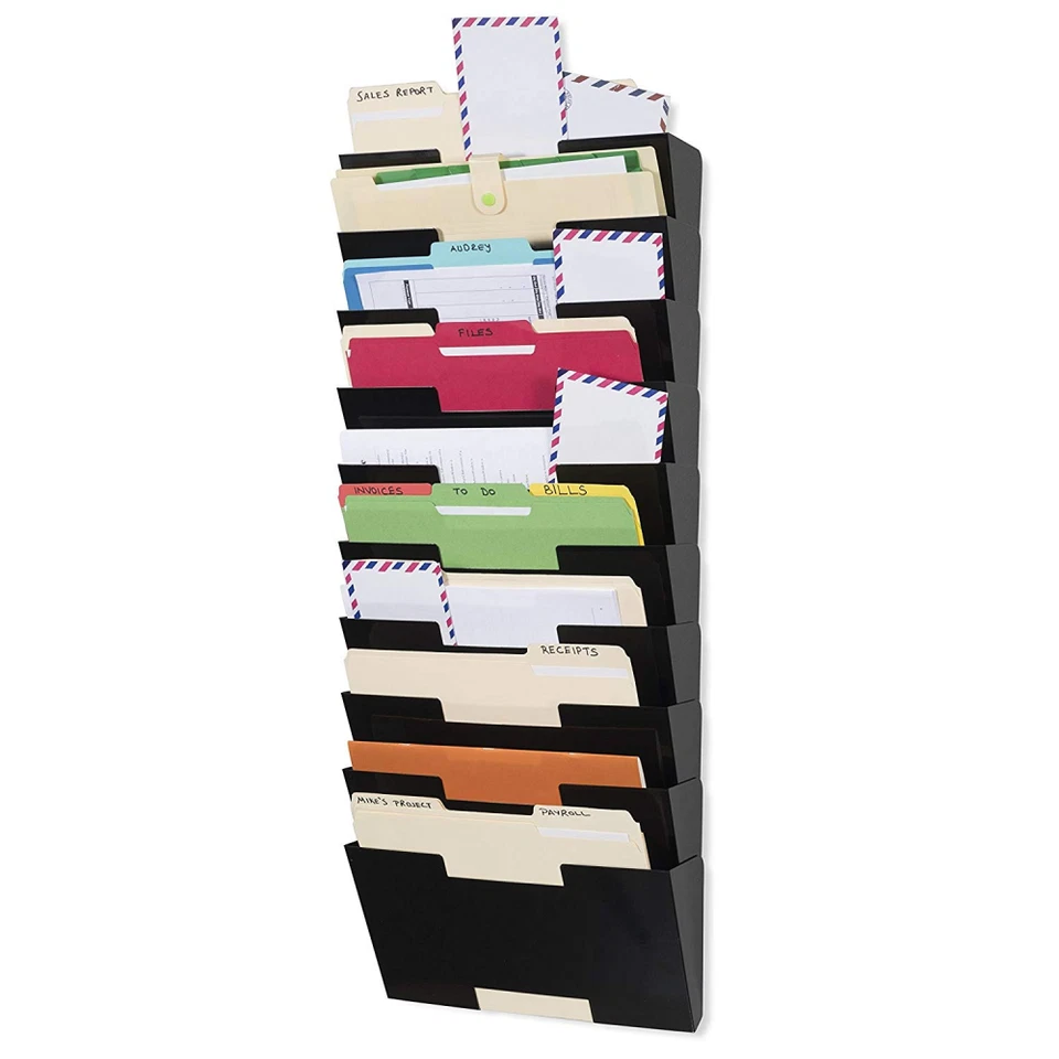 Wallniture Lisbon Wall Mounted Steel File Holder - Organizer Rack 10 Sectional - Image 3 of 4