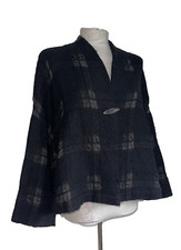 Oska Size M Black Wool Textured Fabric Unlined Loose Fit Boxy Jacket