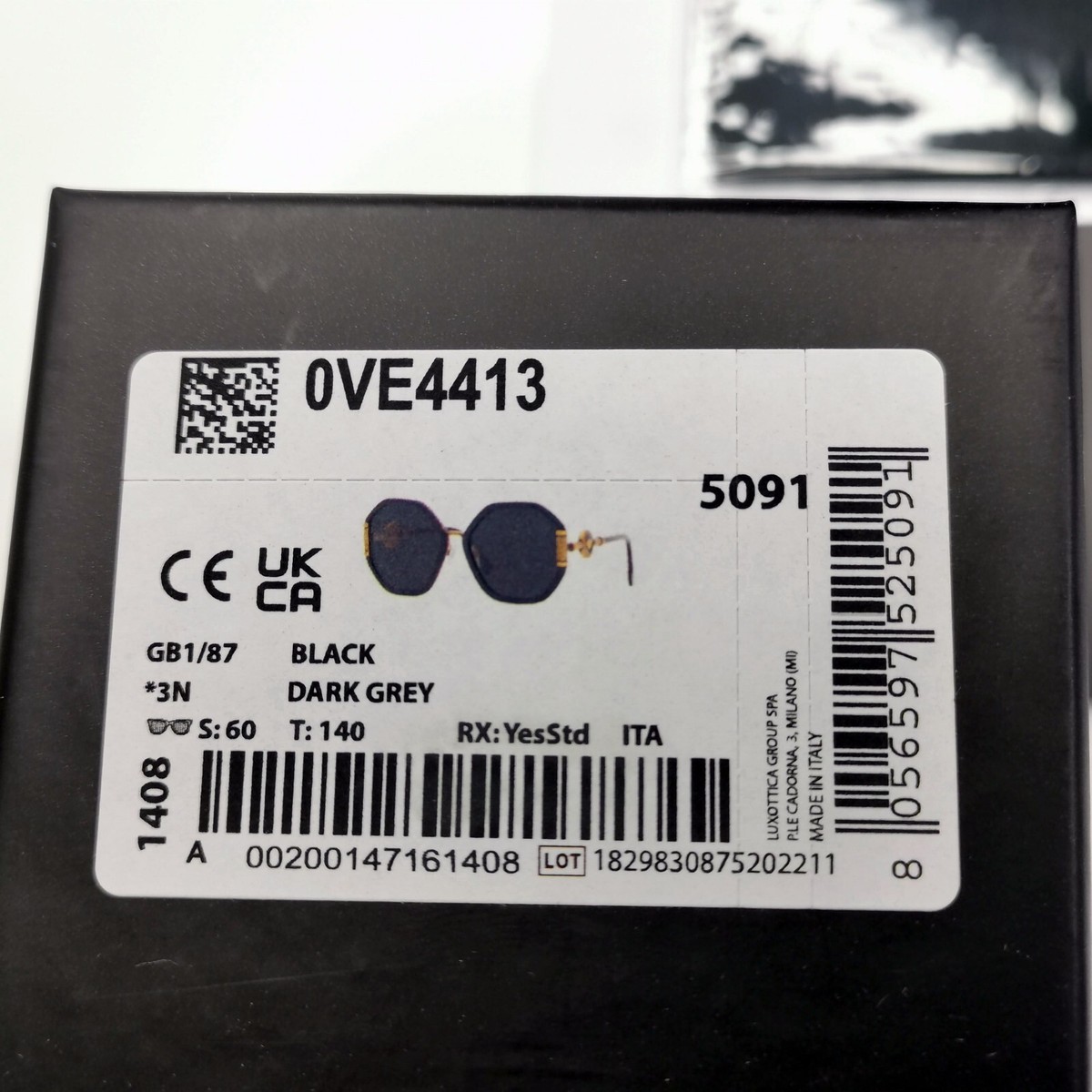 Versace Sunglasses Black Gold Medusa Grey Hexagon Oversized MOD
