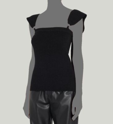 $445 Nanushka Women's Black Squared Gold Metal Sleeveless Tank Top Size Medium