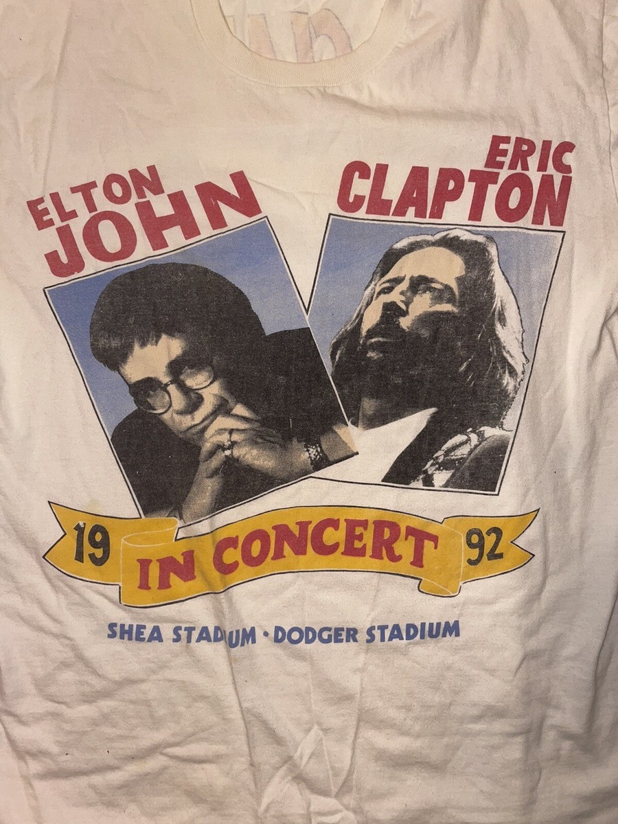 Authentic 1992 Eric Clapton • Elton John • Concert Tour T- shirt