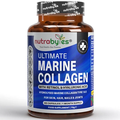 NUTRABYTES Ultimate Marine Collagen with Hyaluronic Acid, Vitamin C & Retinol (1200 mg)