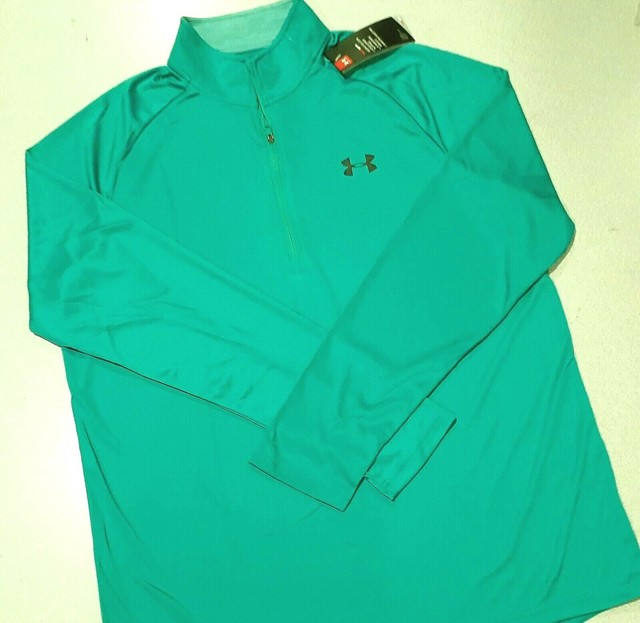 Under Armour 1/4 Zip Shirt Teal Men Medium Long Sleeve 1345712-454 Training Golf for sale online 