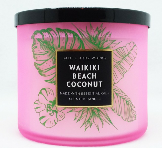 1 Bath & Body Works WAIKIKI BEACH COCONUT 3 Wick Scented Wax Candle 14.