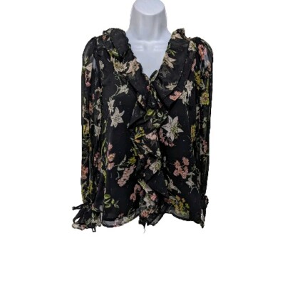 Walter Baker Ruffle Blouse Womens XS Popover Long Sleeve Whimsical  7000