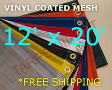 12' x 20' Vinyl Coated Mesh Tarp - Dump Truck Trailer Wind Break Fence Cover