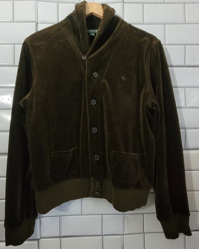 Lauren Ralph Lauren Green Label Ladies Dark Green Velvet Velour Button Front... - Picture 2 of 5