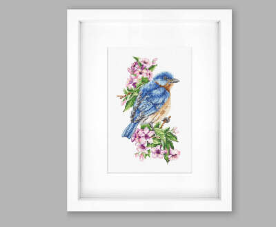 Blue bird on the branch B1198L Luca-S Counted Cross-Stitch Kit