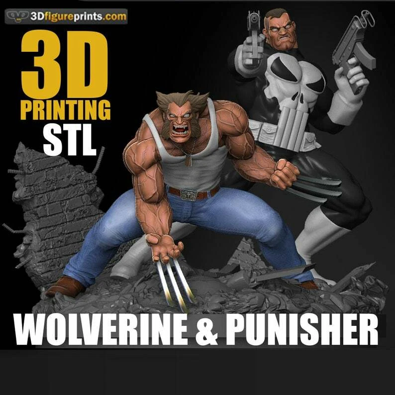Wolverine Punisher 3D PRINTED Garage Kit Unpainted Unassembled 12in 30cm