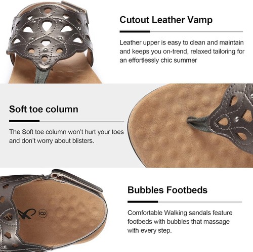 Women's Arch Support Orthotic Sandals Comfort Walking Orthopedic Thong Sandals - Picture 23 of 25