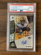 AJ DILLON AUTO 2020 PANINI MOSAIC PRIZM ROOKIE PSA 10 PACKERS