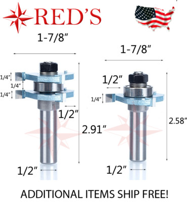 Tideway Carbide IND LC17140168 1/4'' Tongue and Groove 1/2 shank router bit