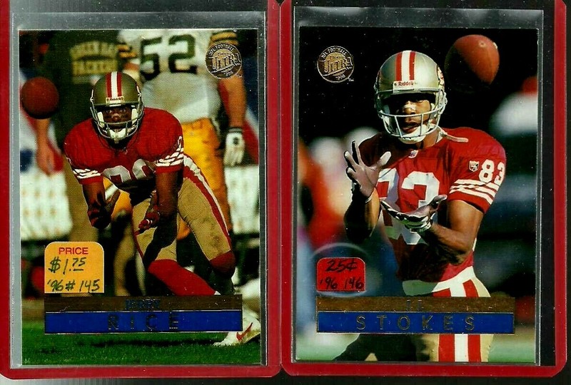 San Francisco 49ers 1996 NFL Fleer Ultra #145 Jerry Rice and #146 J.J. Stokes