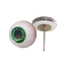 Pair Side Glance Dark Green Human Inspired Glass Eyes On Wire Pin Posts