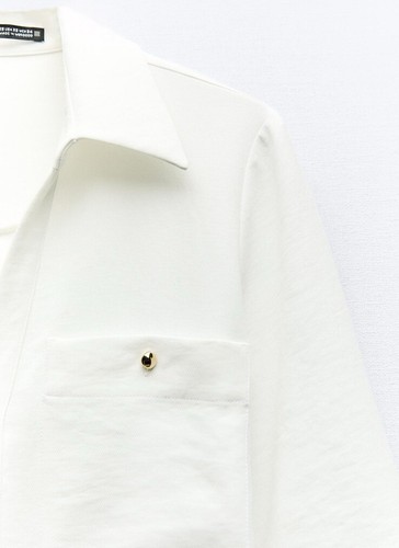 ZARA NWT WOMAN SS24 BELTED MIDI SHIRTDRESS OYSTER-WHITE | 2251/522 SIZE XL - Picture 10 of 11