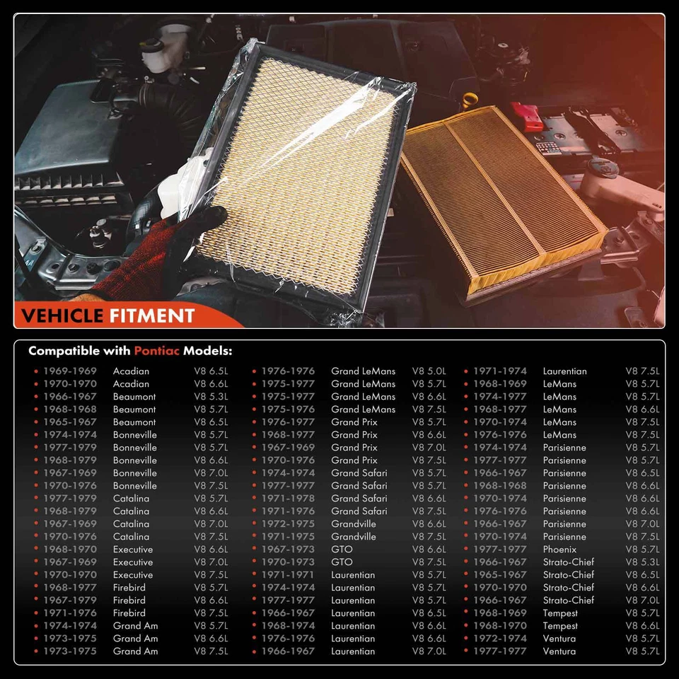 Filtro de aire del motor para Chevrolet Malibu 1965-1967 Buick Electra Cadillac Seville Foto 3 de 4