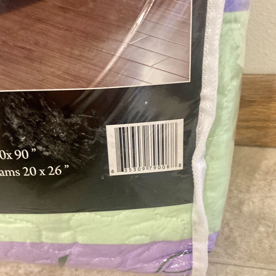 Nuevo Juego Colcha 2 Piezas Flor Púrpura Verde Blanco Lino Elegante Niña  Foto 4 de 4