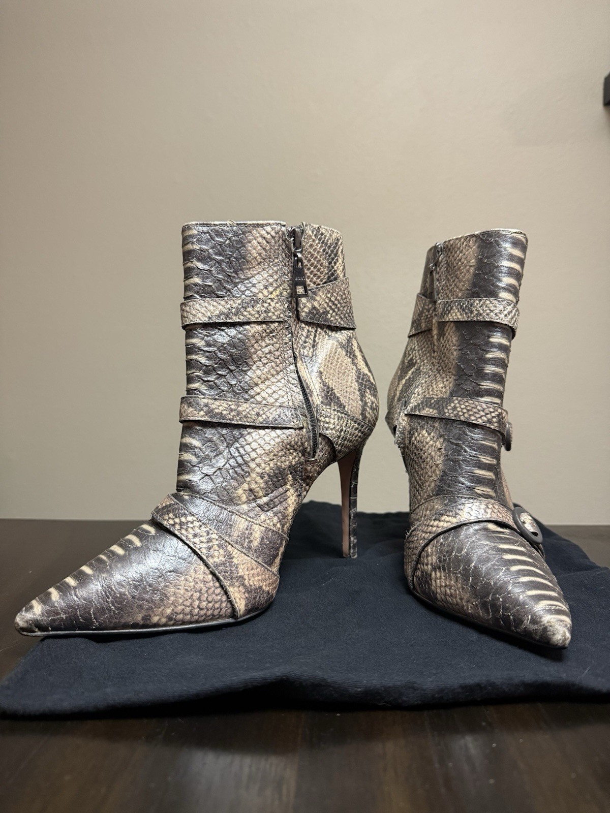 BO.BÔ Python Leather Multi-Strap Ankle Boots – Si… - image 2