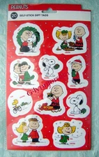 Peanuts Snoopy Christmas Holiday Gift Tags 20 Peel-n-Stick Tags New (14/301)