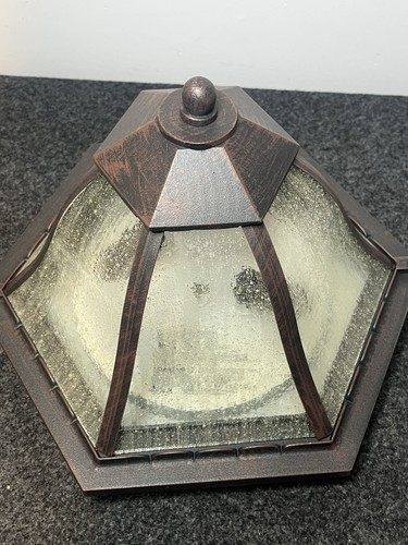 Portfolio Outdoor Flush Mount Porch Light Bronze 253856 Glass Fixture