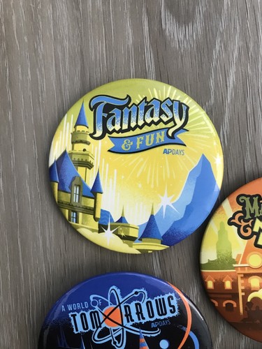 Disney Pin Buttons - Main Street, Tomorrows, Adventure, Fantasy | AP Days - Picture 3 of 11