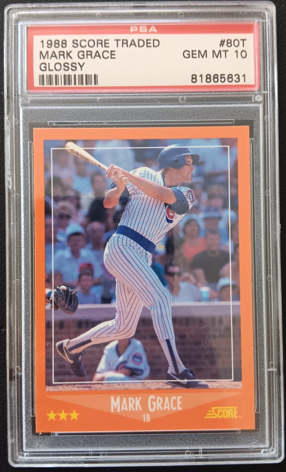 Mark Grace 1988 Score Traded Glossy RC #80T Graded PSA 10 Gem Mint Chicago Cubs