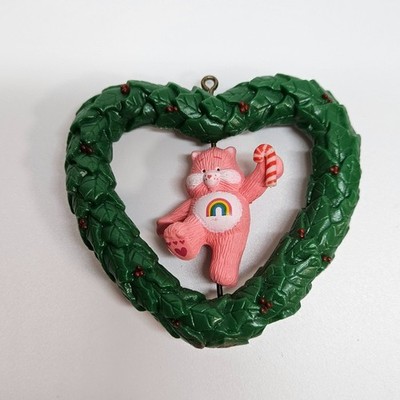 VINTAGE Care Bears Spinning Cheer Bear Heart Wreath Christmas Ornament 1984