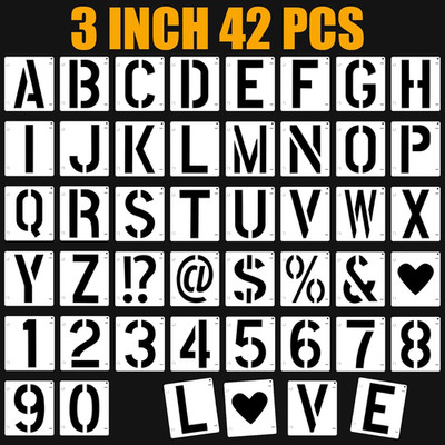 42 PCS Letter Stencils for Painting, Spray Paint Stencil, Alphabet Stencils for
