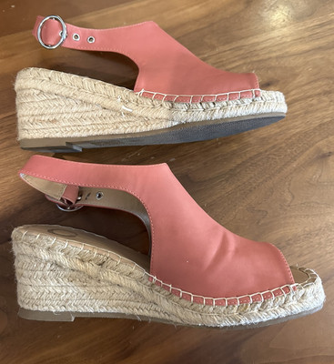DSW SLINGBACK ROPE WEDGE SANDALS SHOES WEDGES PINK SIZE GUC