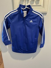BOYS ADIDAS TRACK JACKET ZIP UP BLUE SIZE 7 NWOT