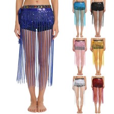 Womens Dancewear Dance Skirt Tiered Hip Scarf Sparkle Colorful Waistband Class
